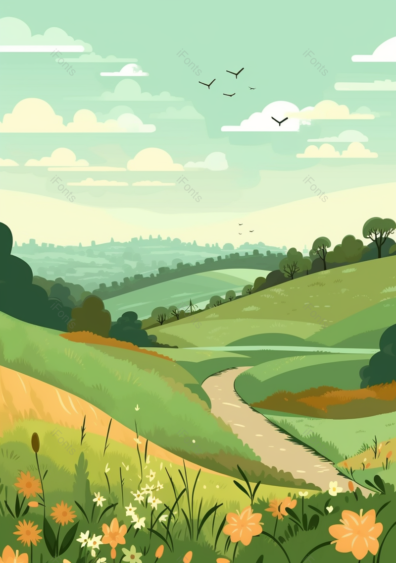 小清新田野户外草地风景背景,插画/手绘图,插画/手绘图库,插画/手绘图下载,插画/手绘